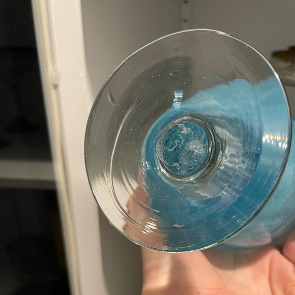 Set of 4 Blue Glass Drinking Goblets - Picture 8 of 11